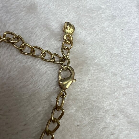 Bluma Project Luna Necklace Blue Tassel Gold Tone Triple Strand Statement - Picture 5 of 7